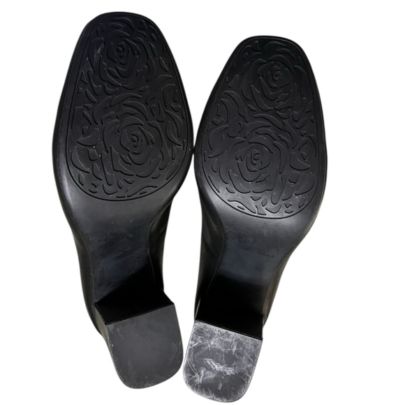 Taryn Rose Hadlee blossom black leather heeled loafers - Picture 7 of 8